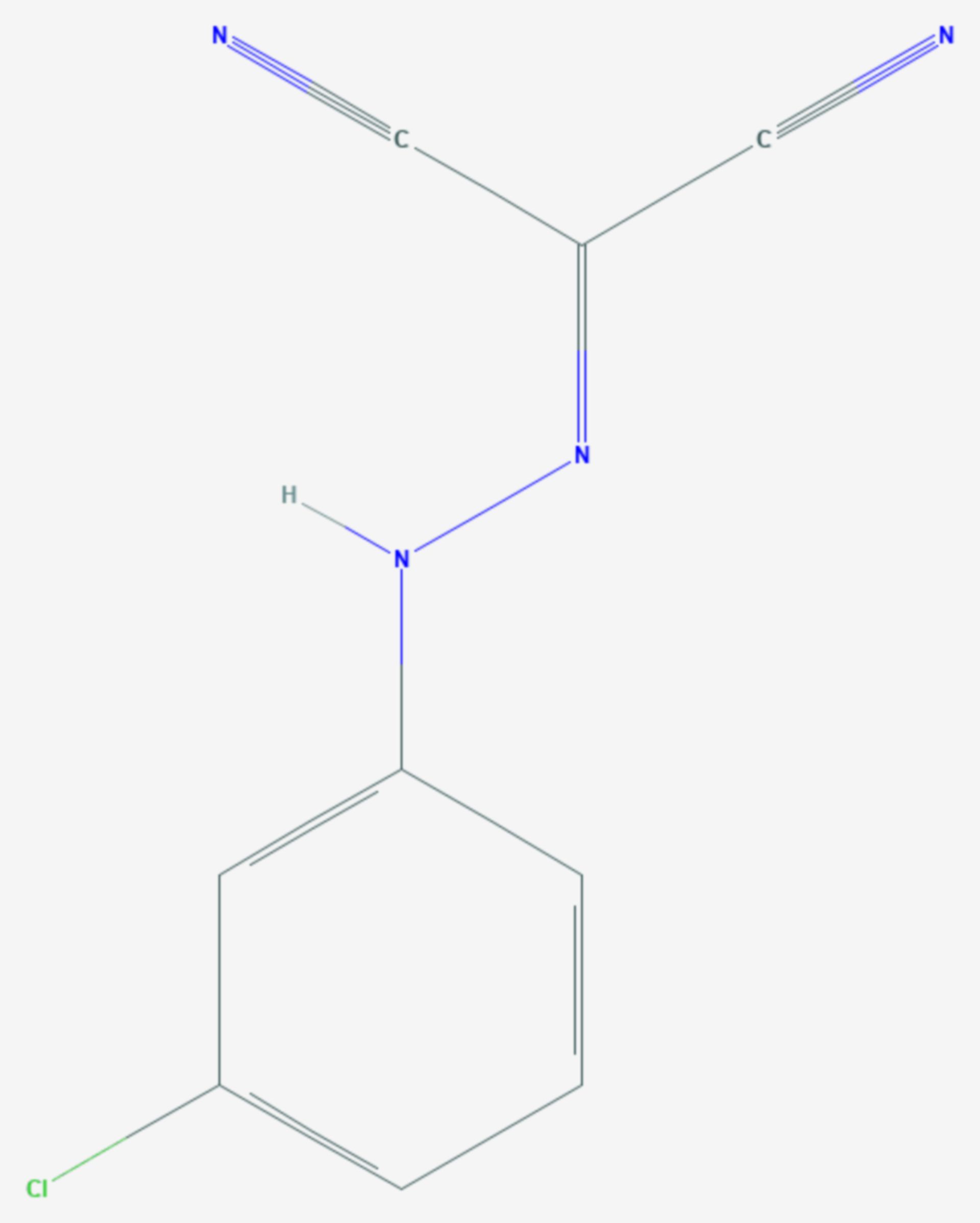 Carbonylcyanid-m-chlorphenylhydrazon (Strukturformel)