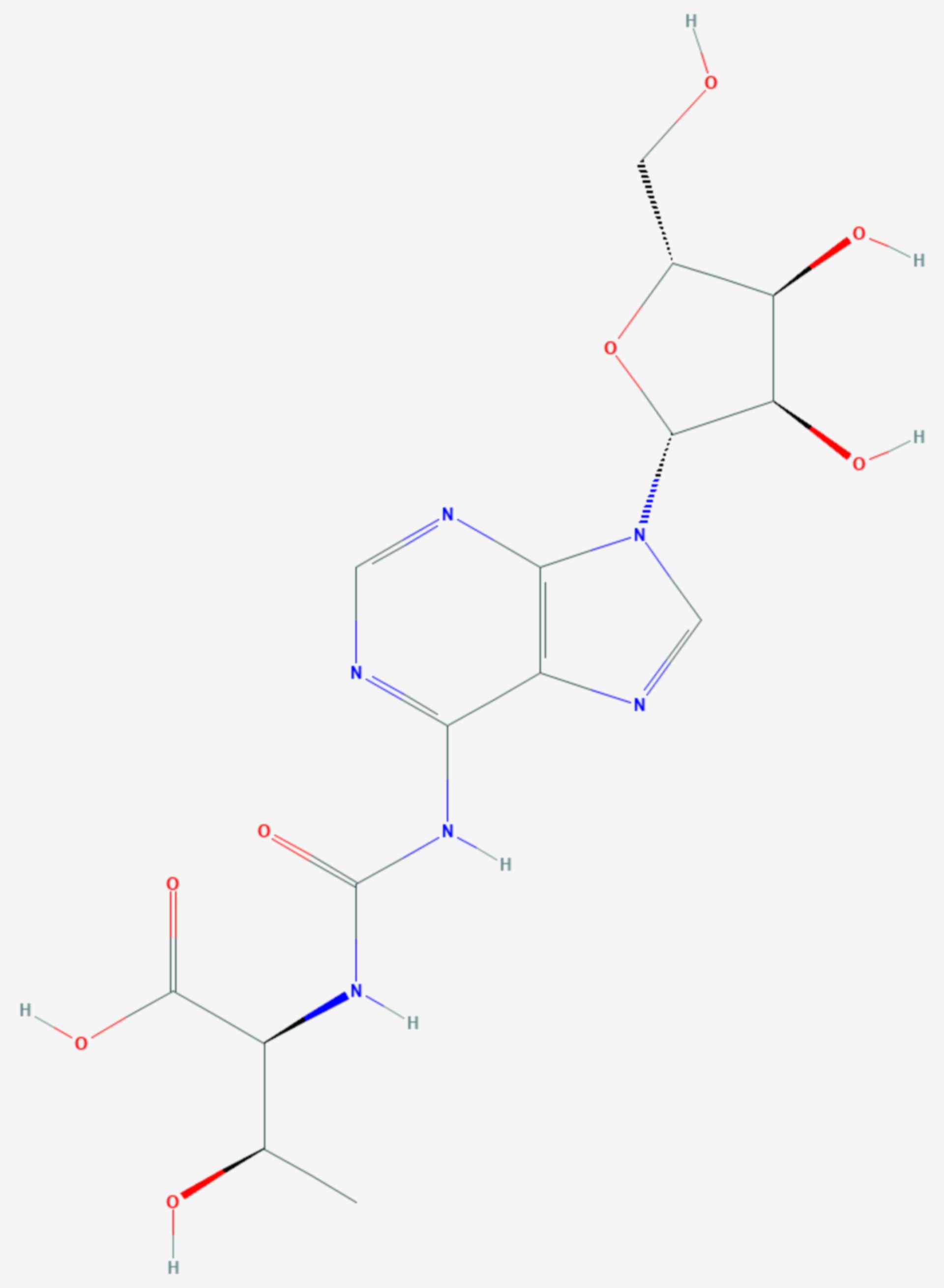 N6-Threonylcarbamoyladenosin (Strukturformel)