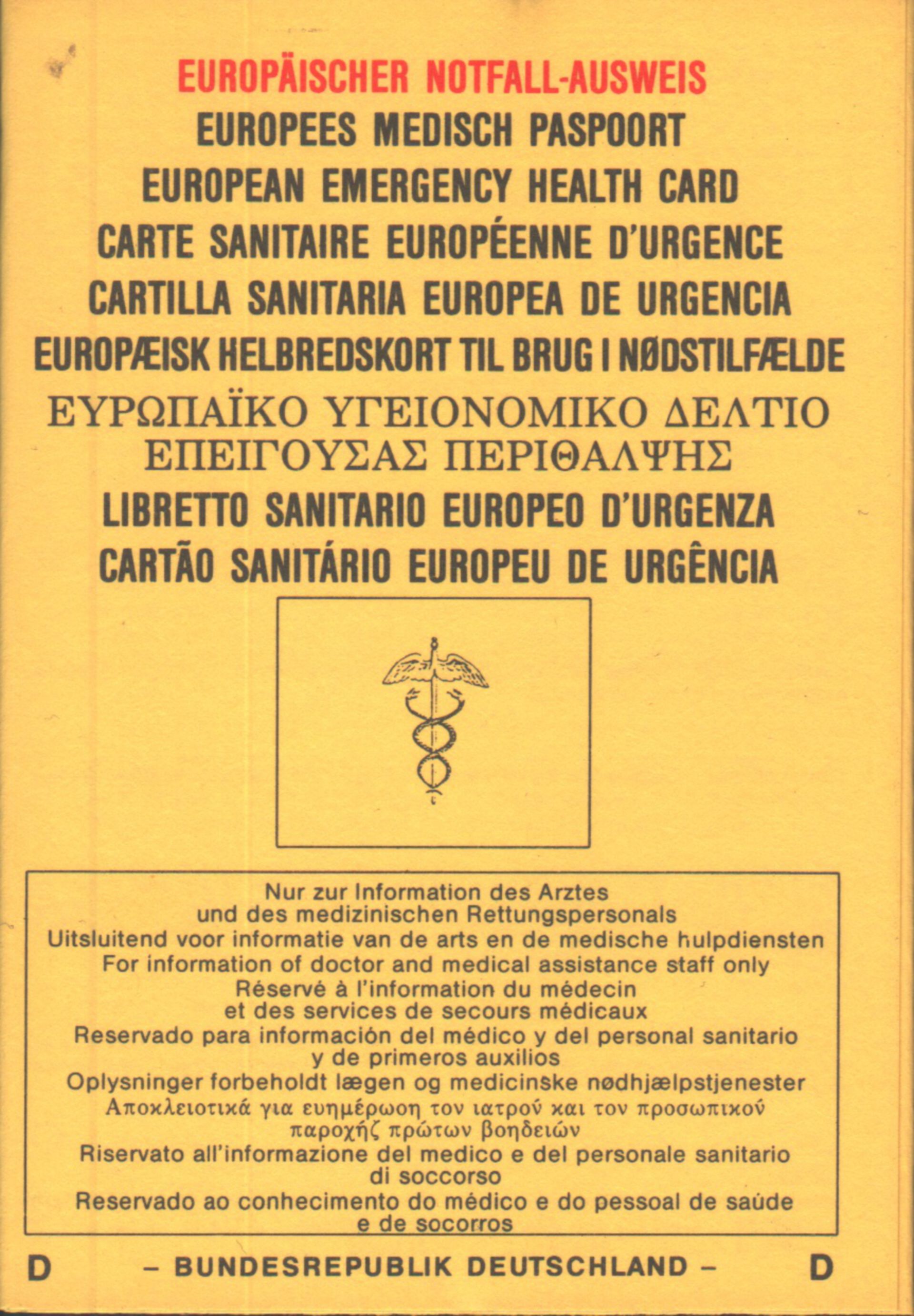 Europäischer Notfallausweis