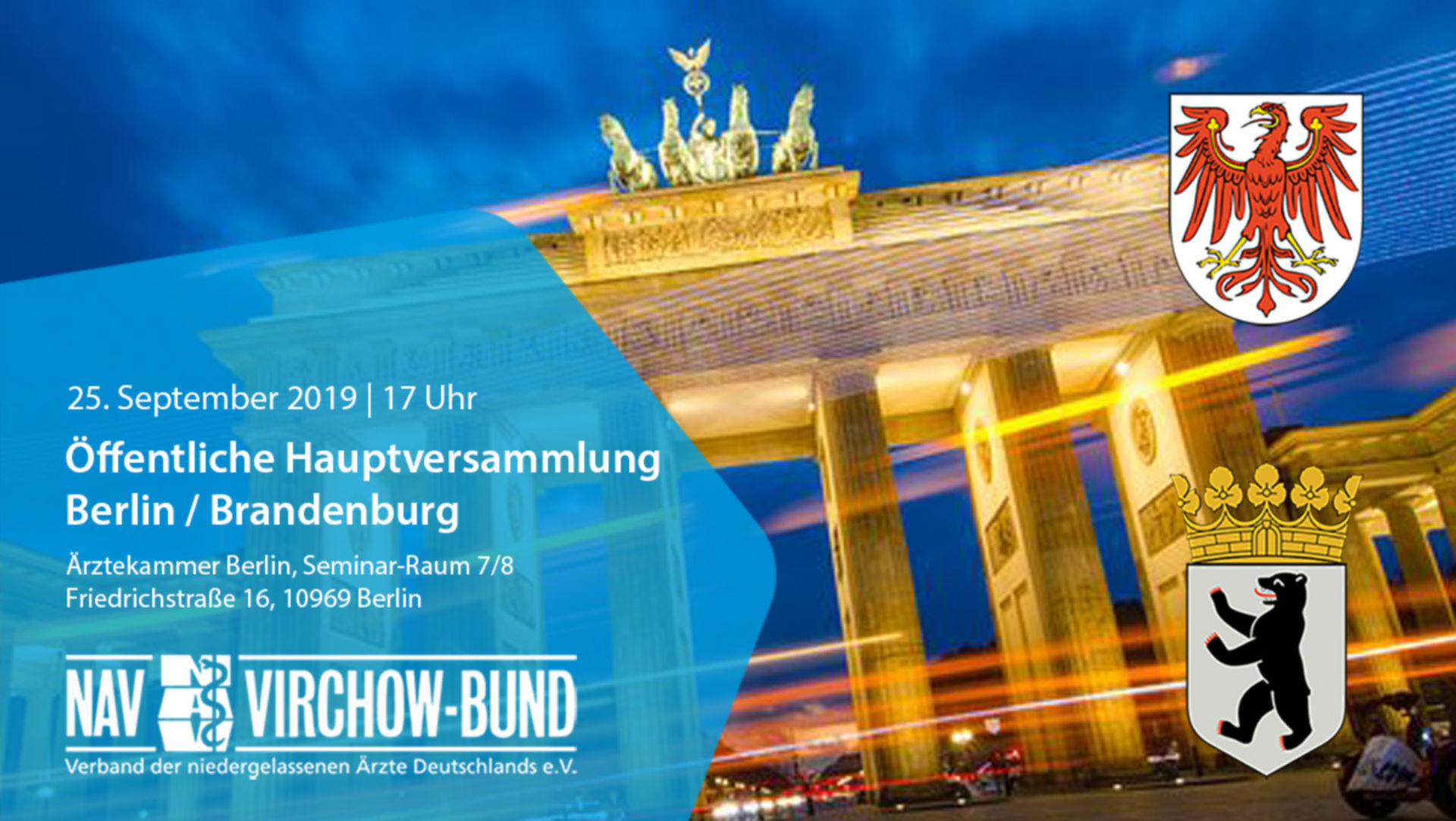 Einladung: Landeshauptversammlung Berlin / Brandenburg im NAV-Virchow-Bund
