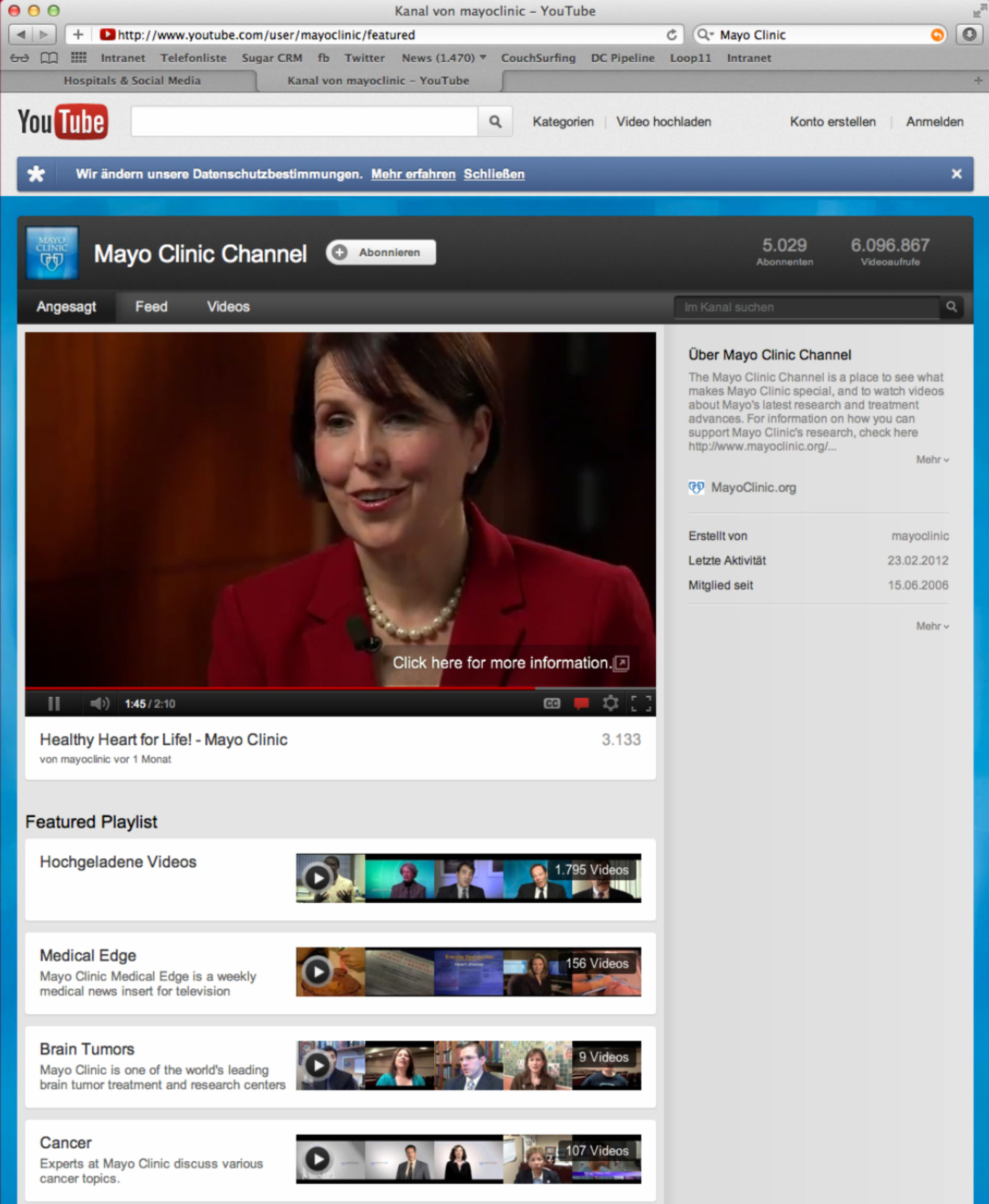 Mayo Clinic Youtube Channel