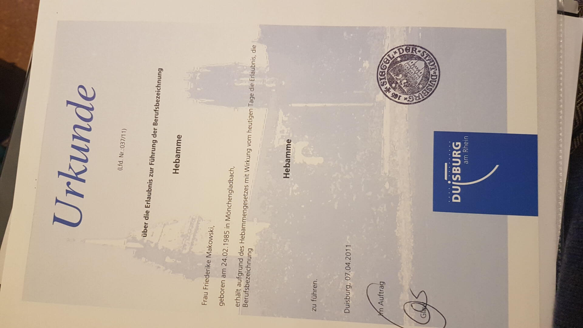 berufsurkunde