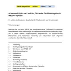 Arbeitsmedizinische Leitlinie: Toxische Gefährdung Durch Hautresorption ...