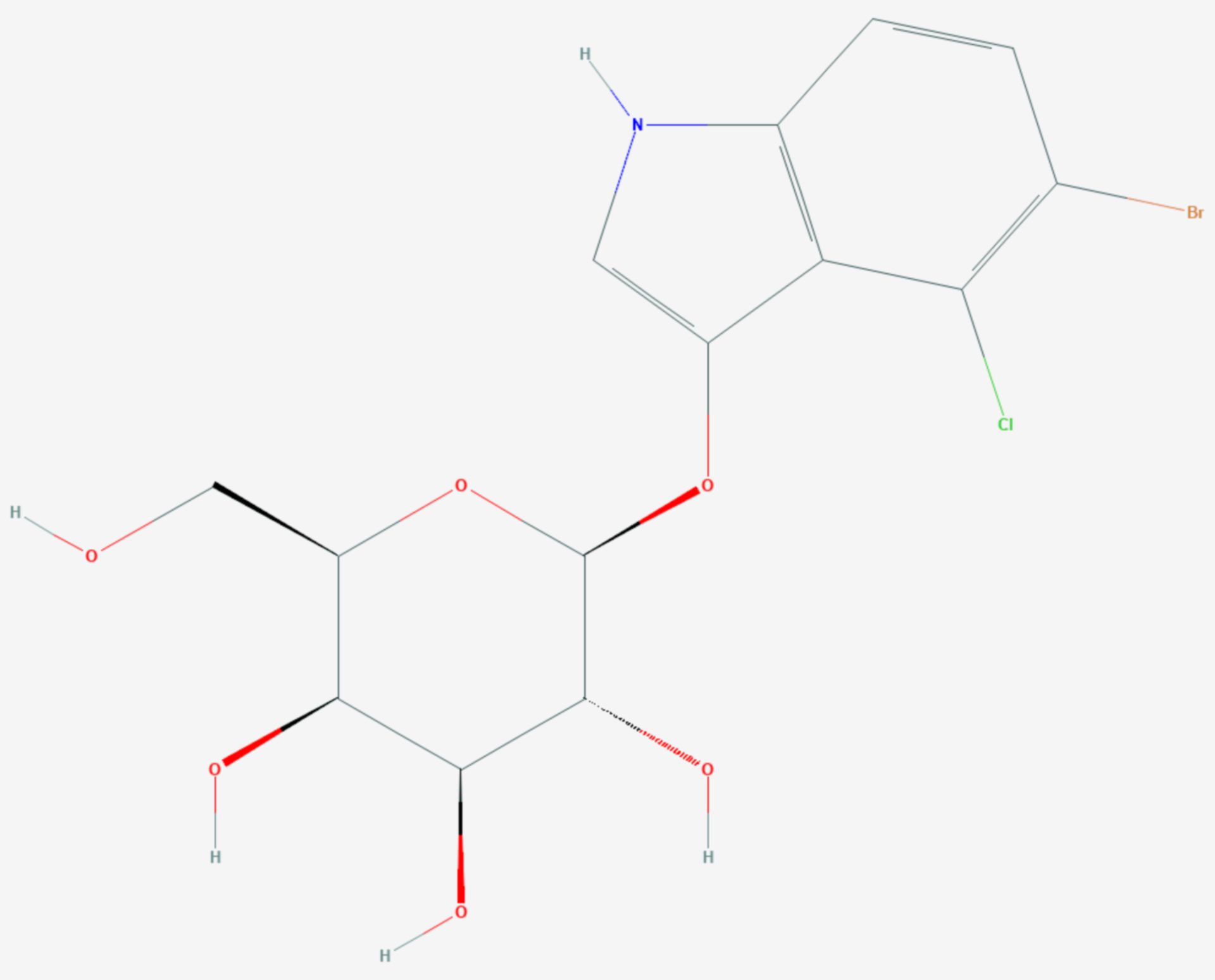 5-Brom-4-chlor-3-indoxyl-β-D-galactopyranosid (Strukturformel)