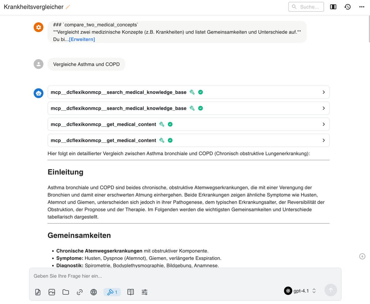Beispiel-Output des Krankheitsvergleicher für Asthma und COPD
