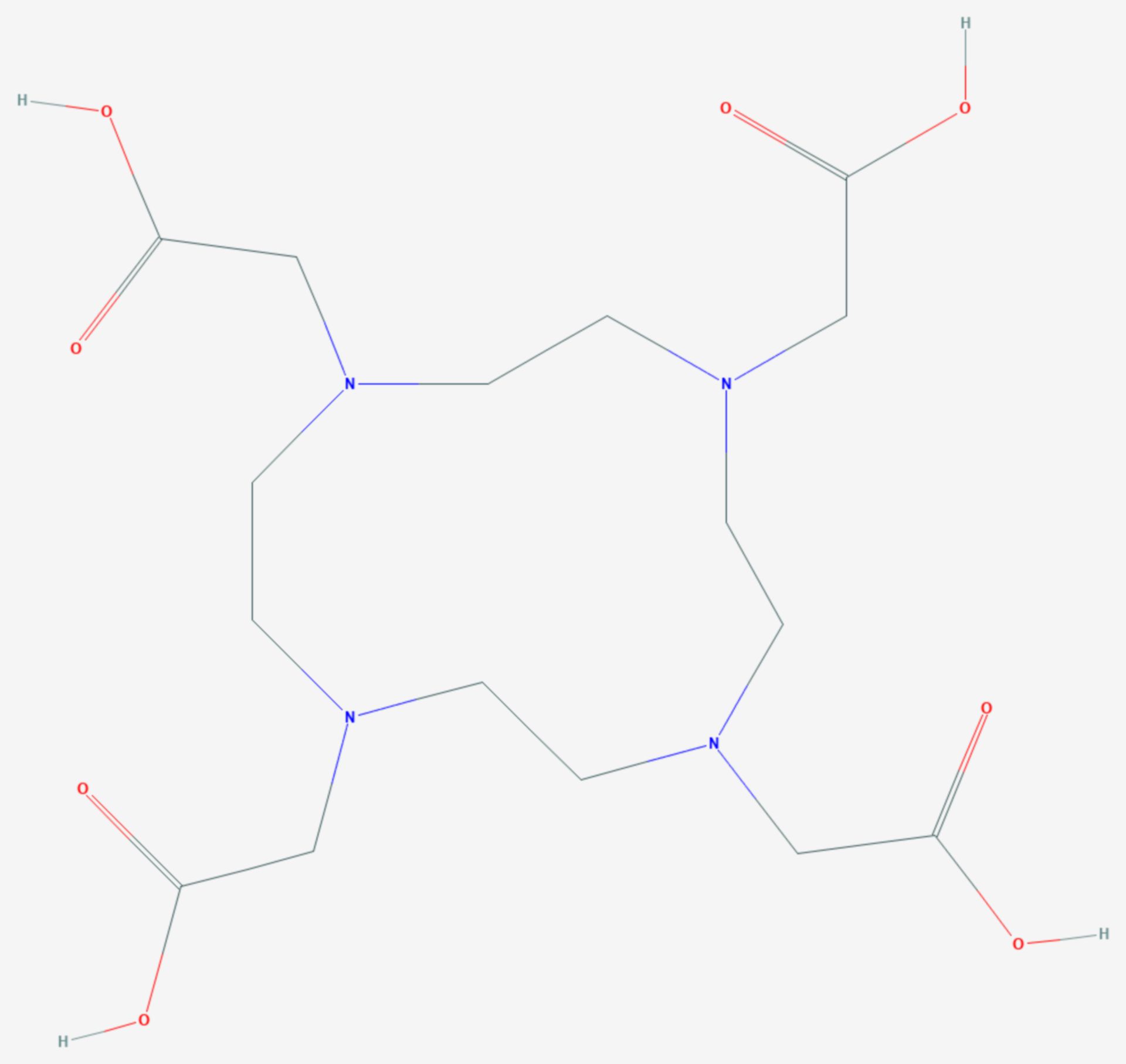 1,4,7,10-Tetraazacyclododecan-1,4,7,10-tetraessigsäure (Strukturformel)