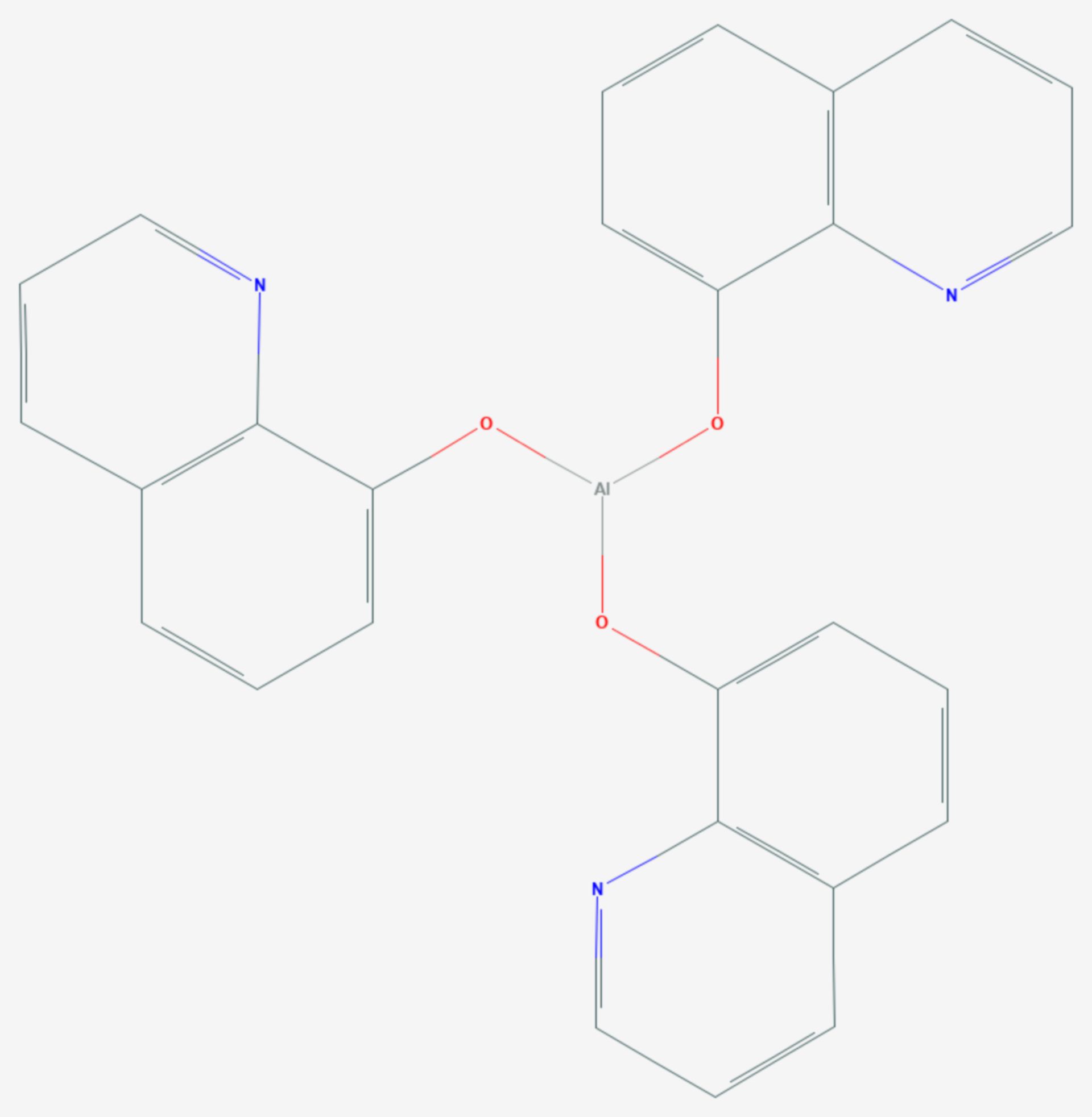 Aluminium-tris(8-hydroxychinolin) (Strukturformel)