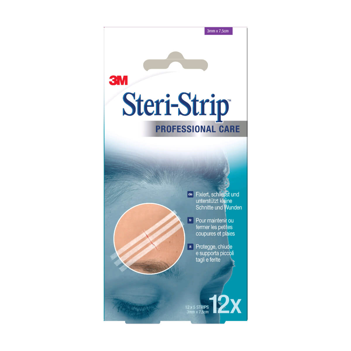 3M™ Steri-Strip™ Sutures Cutanées Adhésives Stériles Avec Support  Microporeux Renforcé Avec Des Fils De Polyester, 1547P, 12 mm x 100 mm