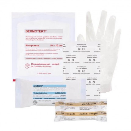 Practice set first aid with gloves