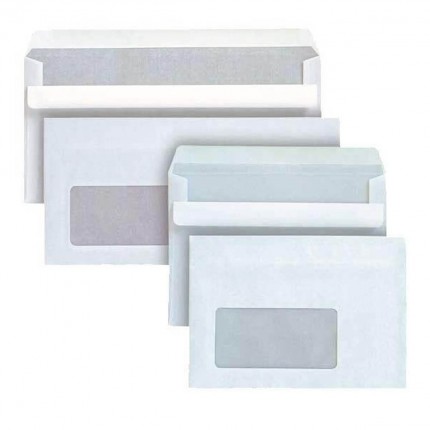 Self adhesive envelopes with window