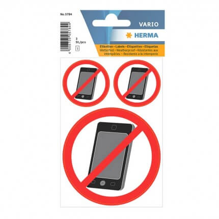 No cell phone" information labels